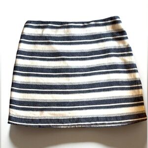 Loft Blue White Lined Pencil Mini Skirt Size 10